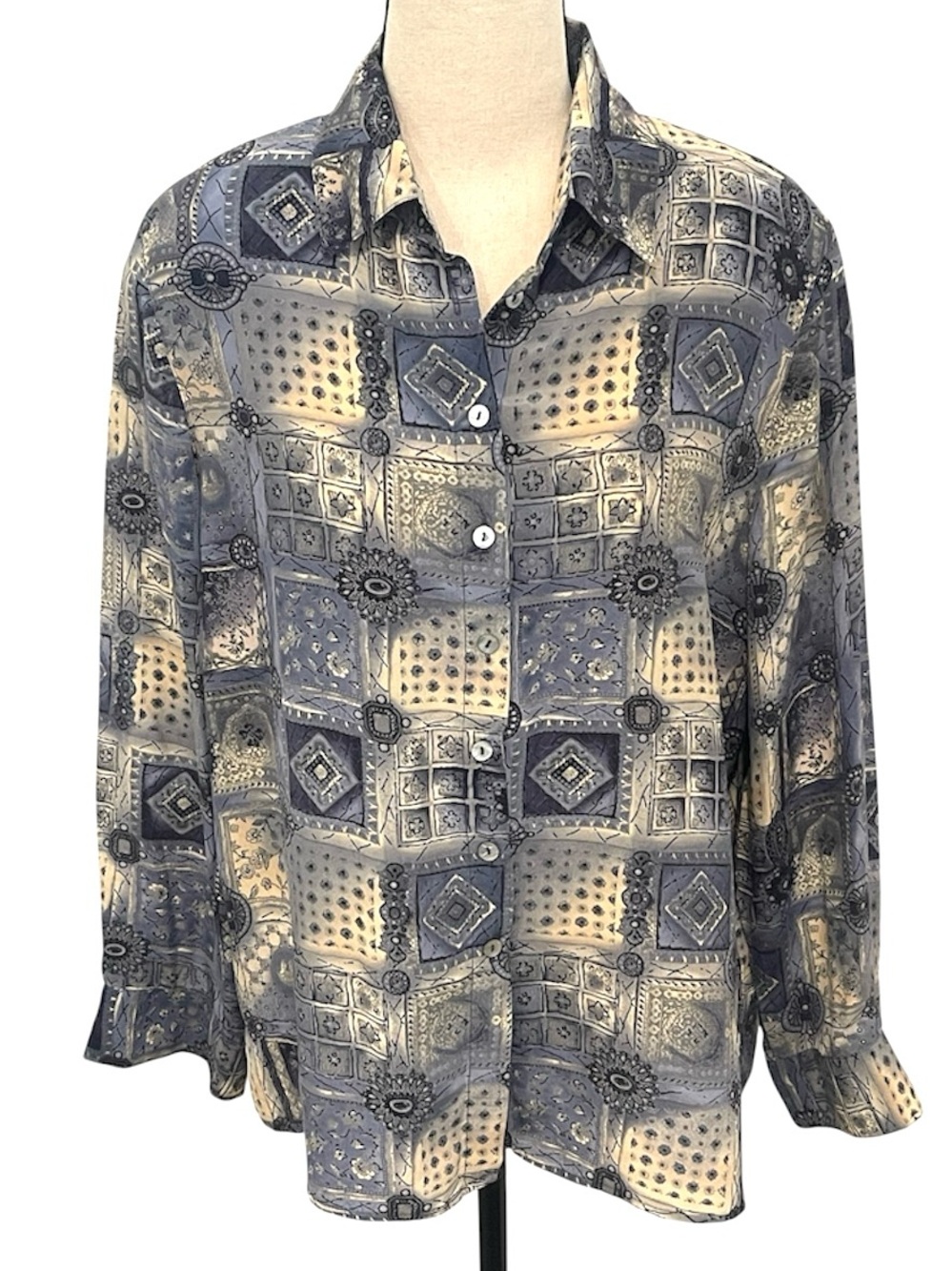 Christie & Jill | 100% Silk Long Sleeve Button Down Blouse Sz 12P